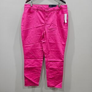Talbots Womens Slim Ankle Jean Plus Size 16W Pink Mid Rise Barbiecore Colorful